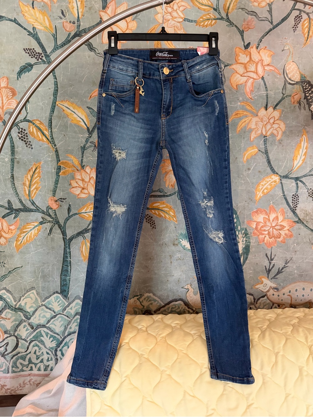 Rare Coca-Cola Jeans Brazil Mid Skinny Distressed Y2K Denim Jeans Size 4